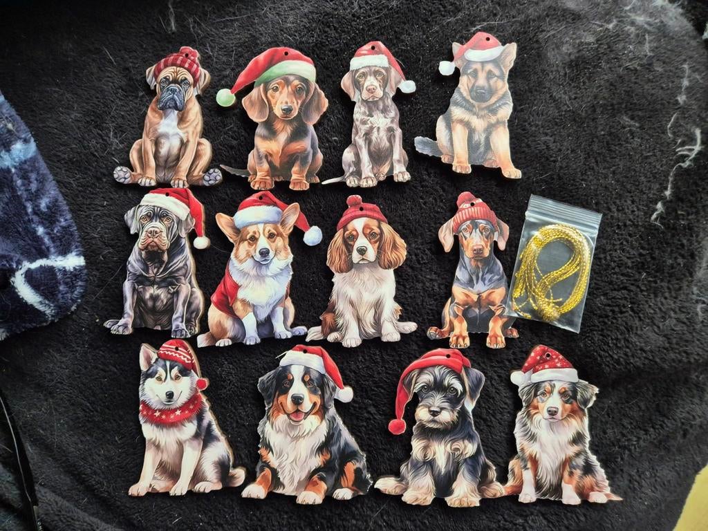 Houten kerstboom ornamenten honden, Ophalen of Verzenden