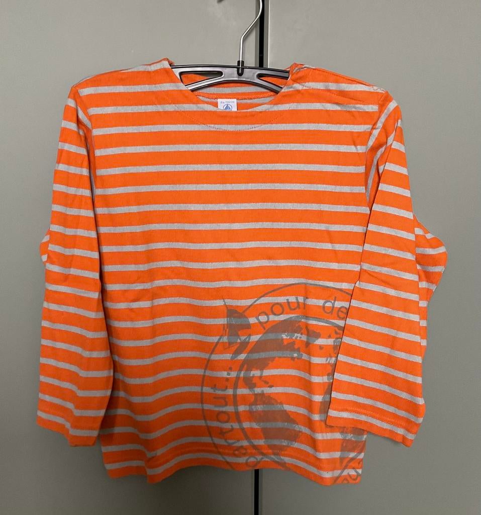 Petit Bateau, pull marine rayé orange, 6-8 ans, Enlèvement ou Envoi, Petit Bateau, Garçon ou Fille, Pull ou Veste