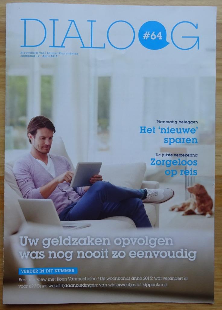 Koen Vanmechelen 2015 artikel in Dialoog KBC, Ophalen of Verzenden, Zo goed als nieuw