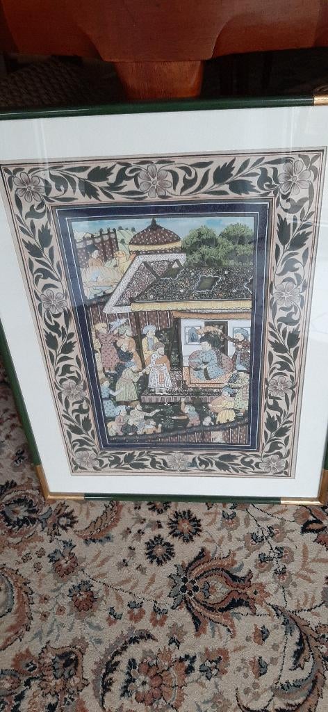 Indiaas schilderij met lijst, Ophalen of Verzenden, Zo goed als nieuw