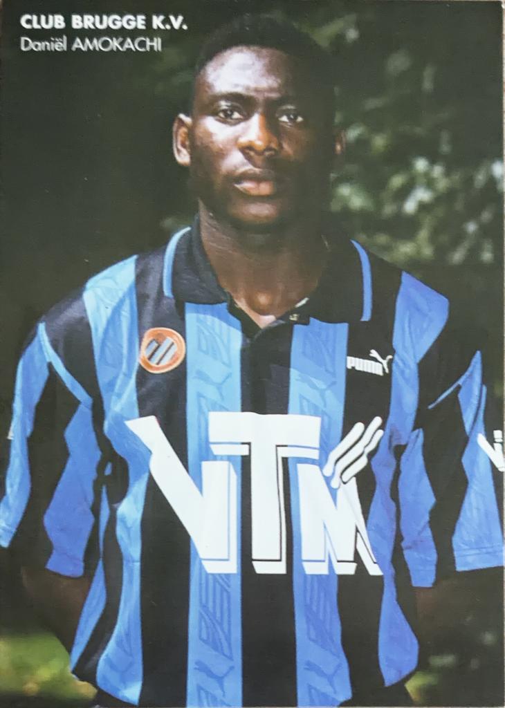 Spelerskaart Daniel Amokachi - Club Brugge, Verzamelen, Sportartikelen en Voetbal, Verzenden, Zo goed als nieuw, Spelerskaart