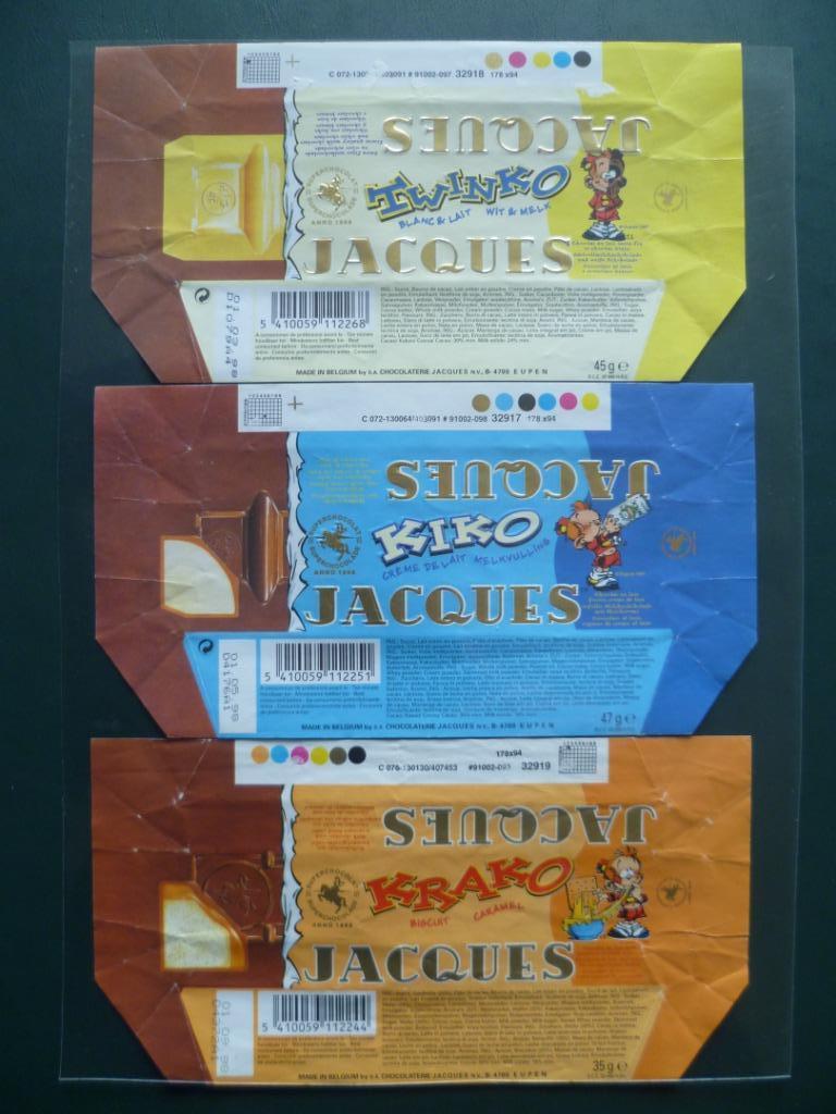 Chocolat Jacques chocolade omslagen emballage Twinko Krako, Collections, Enlèvement ou Envoi, Utilisé, Emballage