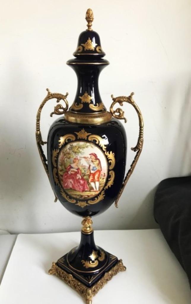 Grand vase céramique styl Sèvres couvercle bleu cobalt😍💑🤗, Enlèvement ou Envoi