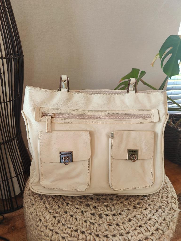 Lederen handtas Rubinstein, Bijoux, Sacs & Beauté, Sacs | Sacs Femme, Enlèvement ou Envoi, Comme neuf, Blanc, Sac à main