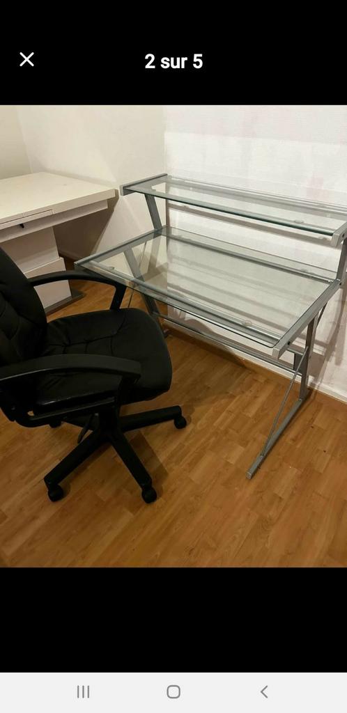 Bureau moderne avec fauteul en cuir quasi neuf, Maison & Meubles, Enlèvement, Comme neuf