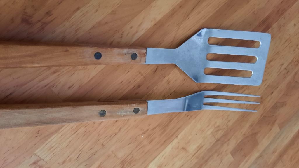 BBQ spatel + BBQ vleesvork + hamburgergrill NIEUW, Ophalen of Verzenden, Zo goed als nieuw