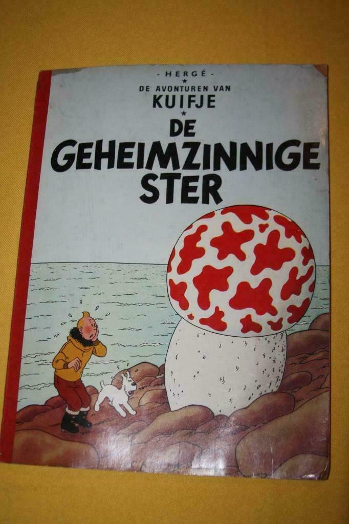SC linnen rug kuifje "De geheimzinnige ster" herdruk, Eén stripboek, Ophalen of Verzenden, Gelezen, Hergé