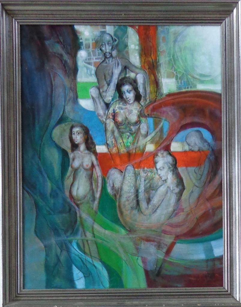 ROGER VAN BELLEGHEM / NAAKTE MENSEN / OLIEVERF DOEK 74x58cm, Enlèvement