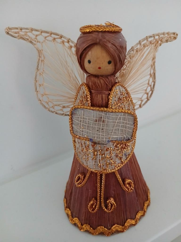 Handgemaakt engeltje in raffia, Ophalen of Verzenden