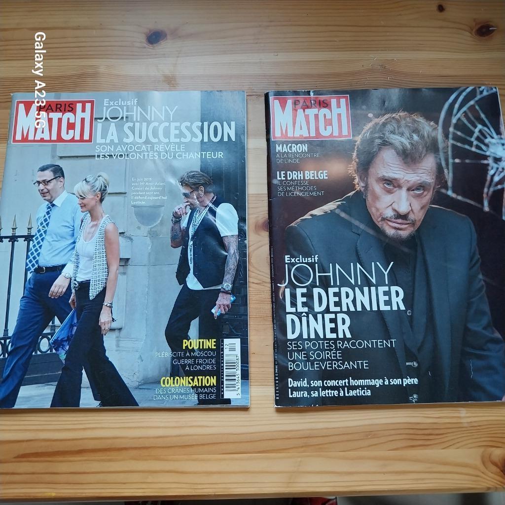 2 Paris Match concernant Johnny Hallyday-Mars 2018, Enlèvement, Neuf, Autres types