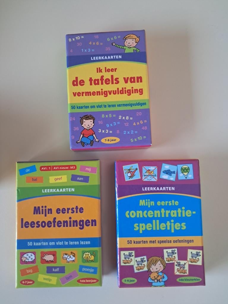 3 doosjes leerkaarten, Ophalen of Verzenden, Zo goed als nieuw