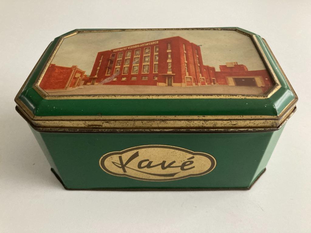 Oude doos Kavé (Kooperatief Verbond Antwerpen) Apotheek, Verzamelen, Blikken, Ophalen of Verzenden, Gebruikt, Koek(jes), Overige merken