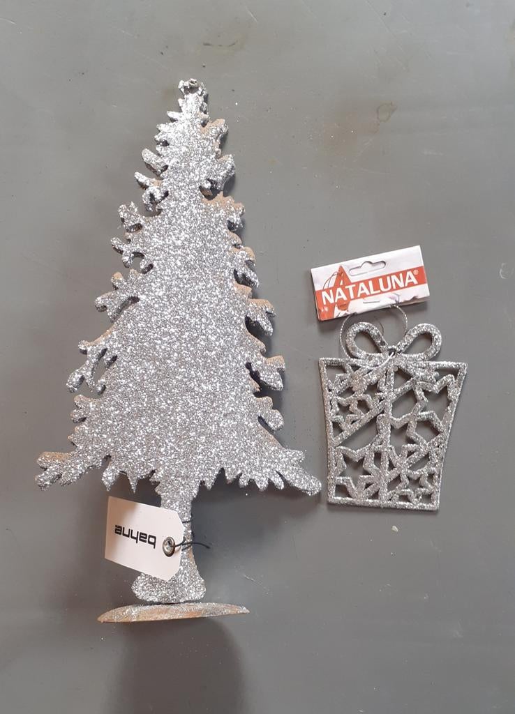 2 decorations de noel a paillette argentée, Divers, Enlèvement ou Envoi, Utilisé