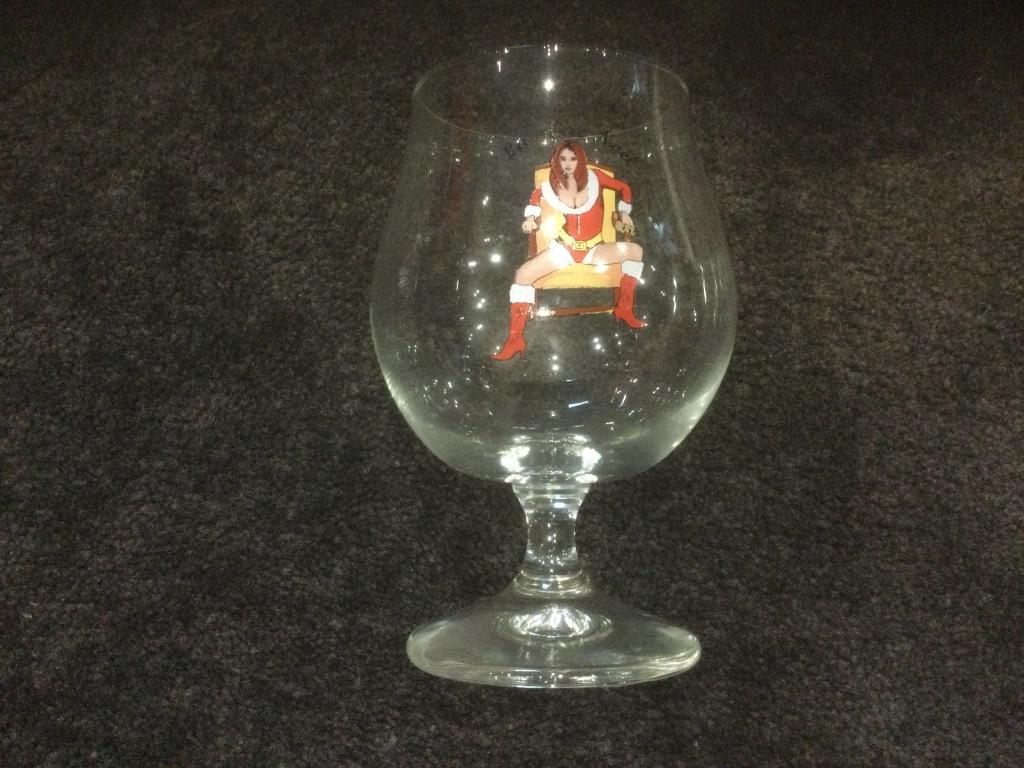 Brasserie Huyghe La Mère Noël bierglas, Ophalen of Verzenden, Gebruikt, Bierglas