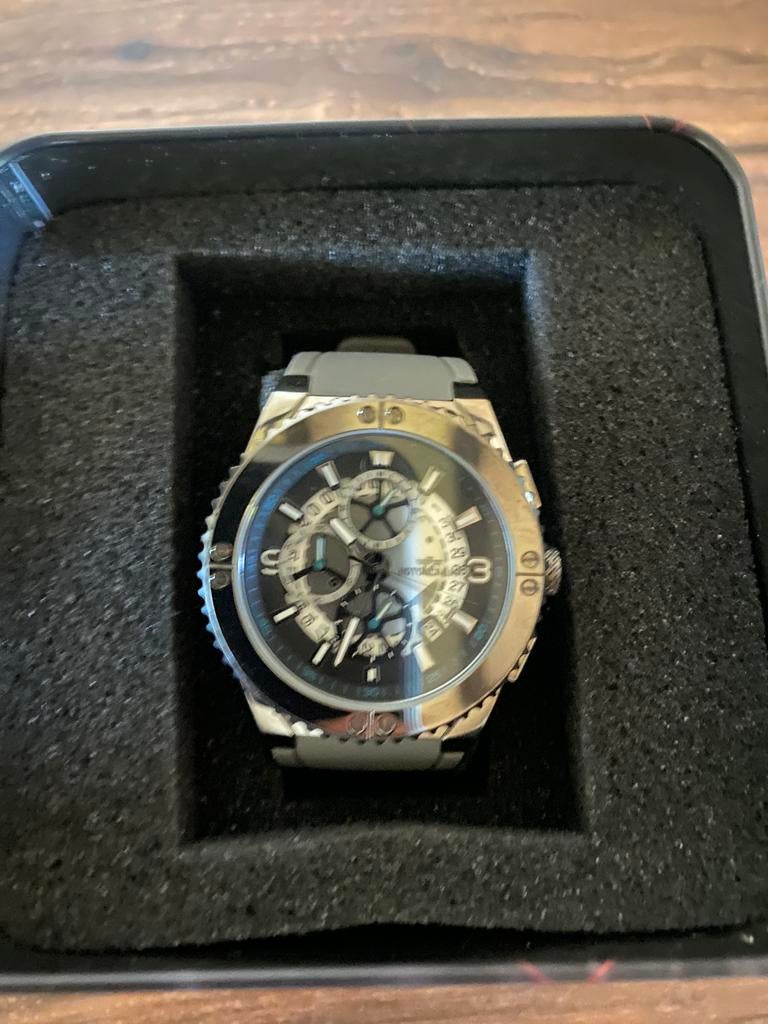 Rotorcraft Chronograaf Horloge-Nieuw in Doos –Nooit Gedragen, Leer, Polshorloge, Nieuw, Zilver