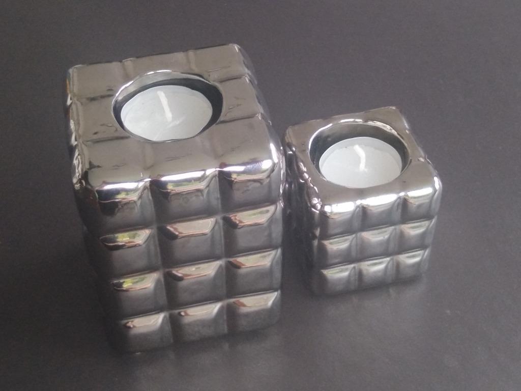 theelichthouders (2 stuks) - blinkend - amper gebruikt, Enlèvement, Comme neuf, Chandelier