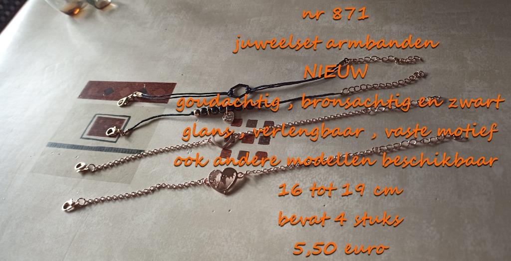 871. Juweelset : armbanden , NIEUW , verzending inbegrepen, Verzenden, Nieuw, Zilver, Overige materialen