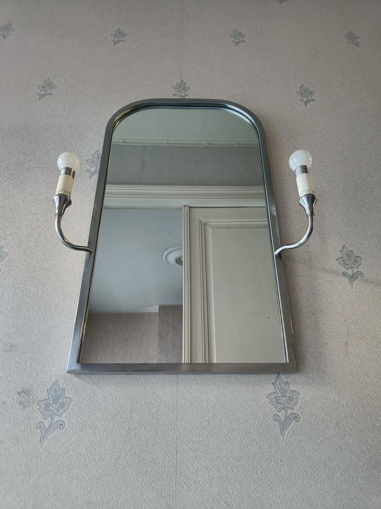 Art Deco chroom spiegel met verlichting, Ophalen, Gebruikt