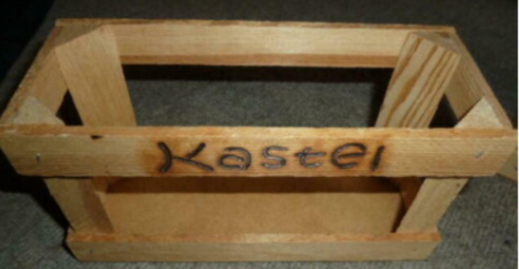 # houten bier kratje KASTEL bier uit kasterlee "klein model", Verzamelen, Biermerken, Ophalen of Verzenden, Nieuw, Overige typen