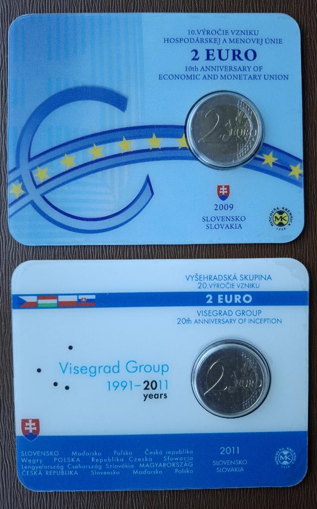 Coincards Slowakije 2009 en 2011, Ophalen of Verzenden, Slowakije, 2 euro, Losse munt