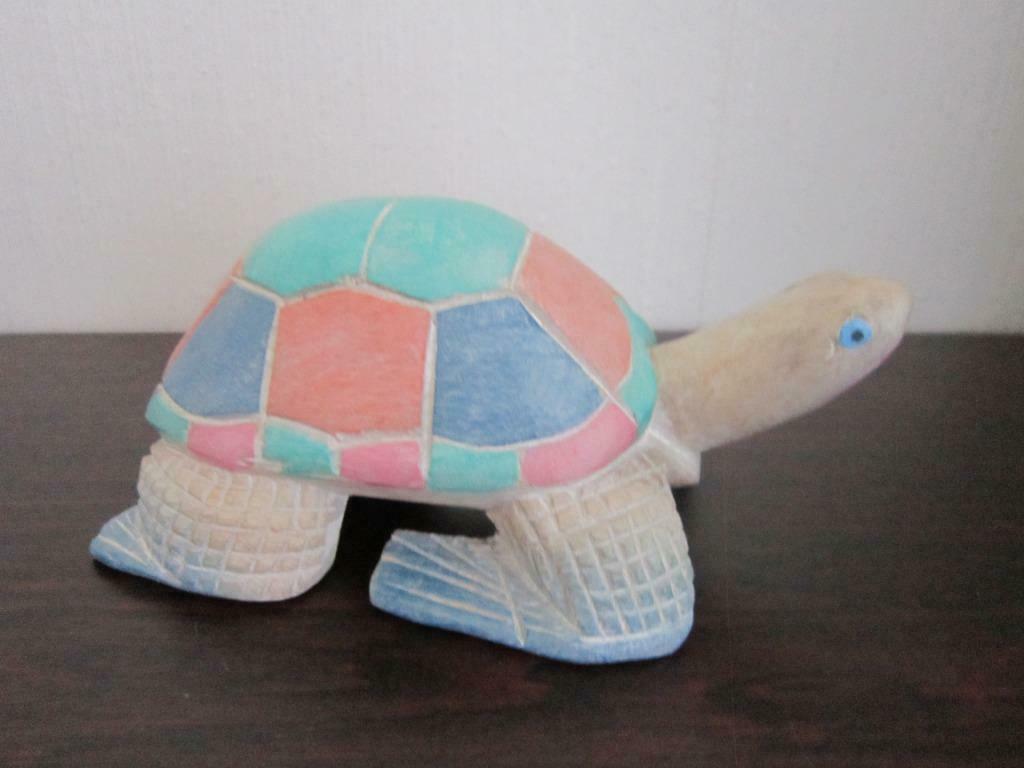 kleurrijke gesneden houten schildpad, Ophalen of Verzenden