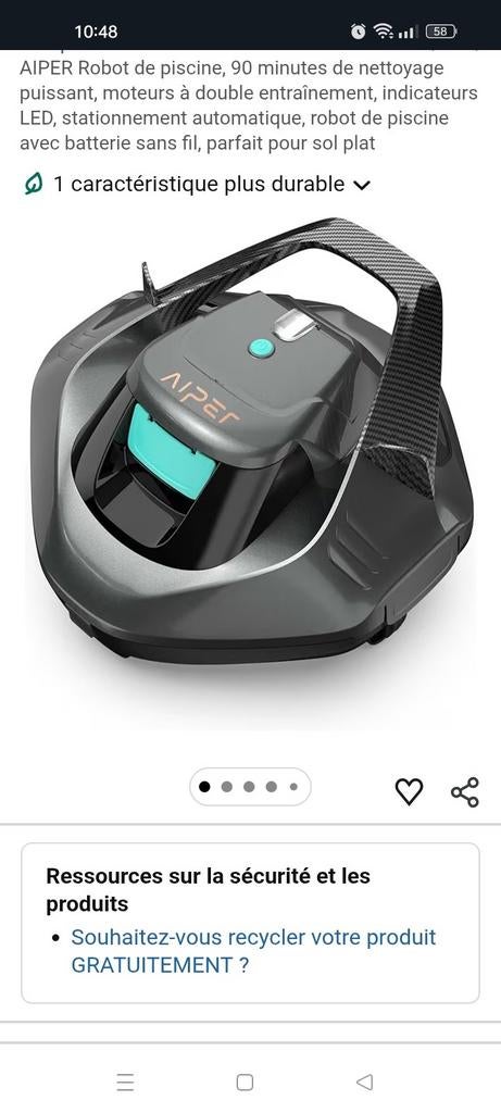 Aspirateur piscine aiper, Enlèvement