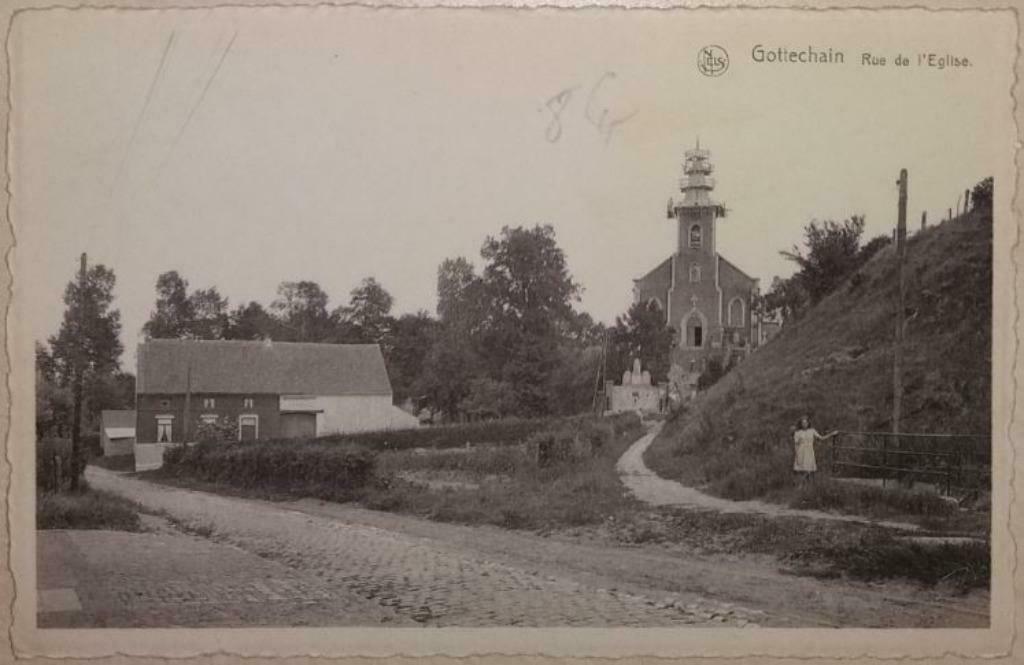 Carte Postale Gottechain – Rue de l’Eglise (Grez-Doiceau), Collections, Cartes postales | Belgique, Enlèvement ou Envoi, 1920 à 1940