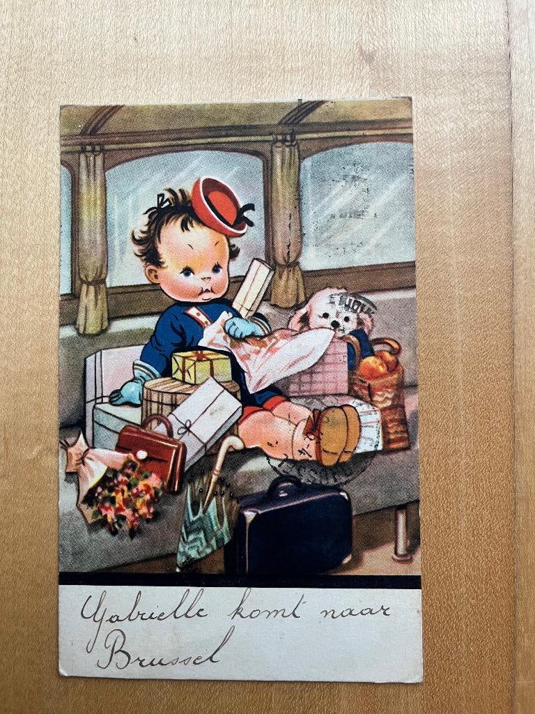 Postkaart kindje in trein, Envoi, Affranchie, Enfants