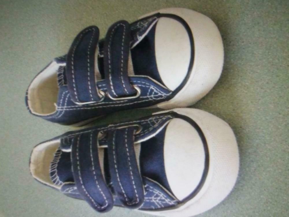 nieuwe blauwe stoffen schoenen met velcro - maat 24, Garçon, Enlèvement, Bottines, Comme neuf