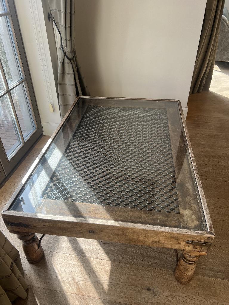 Authentieke vintage koloniaal Indonesische salon/koffietafel, Ophalen, Gebruikt, 100 tot 150 cm, 50 tot 100 cm
