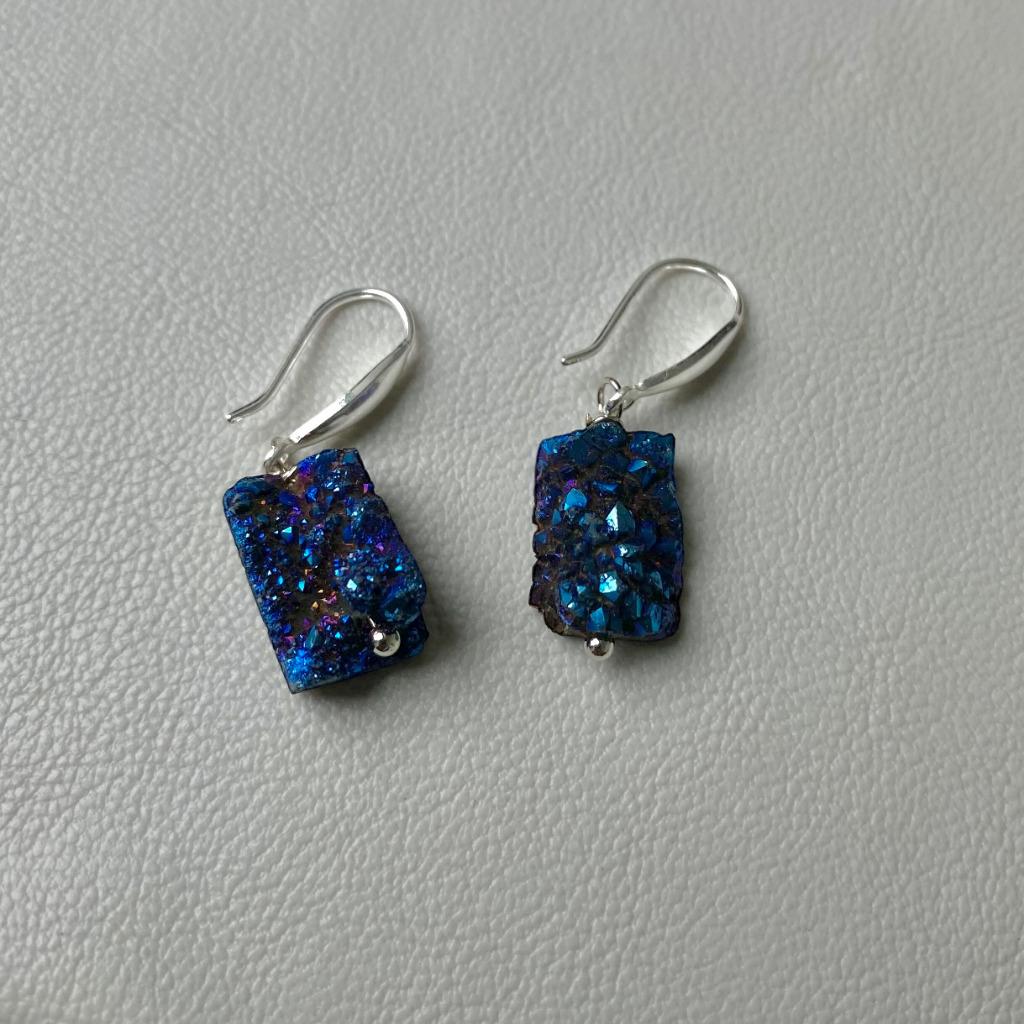 Boucles d'oreilles en argent 925 cristal, Bijoux, Sacs & Beauté, Boucles d'oreilles, Neuf, Enlèvement ou Envoi, Avec cristal, Bleu