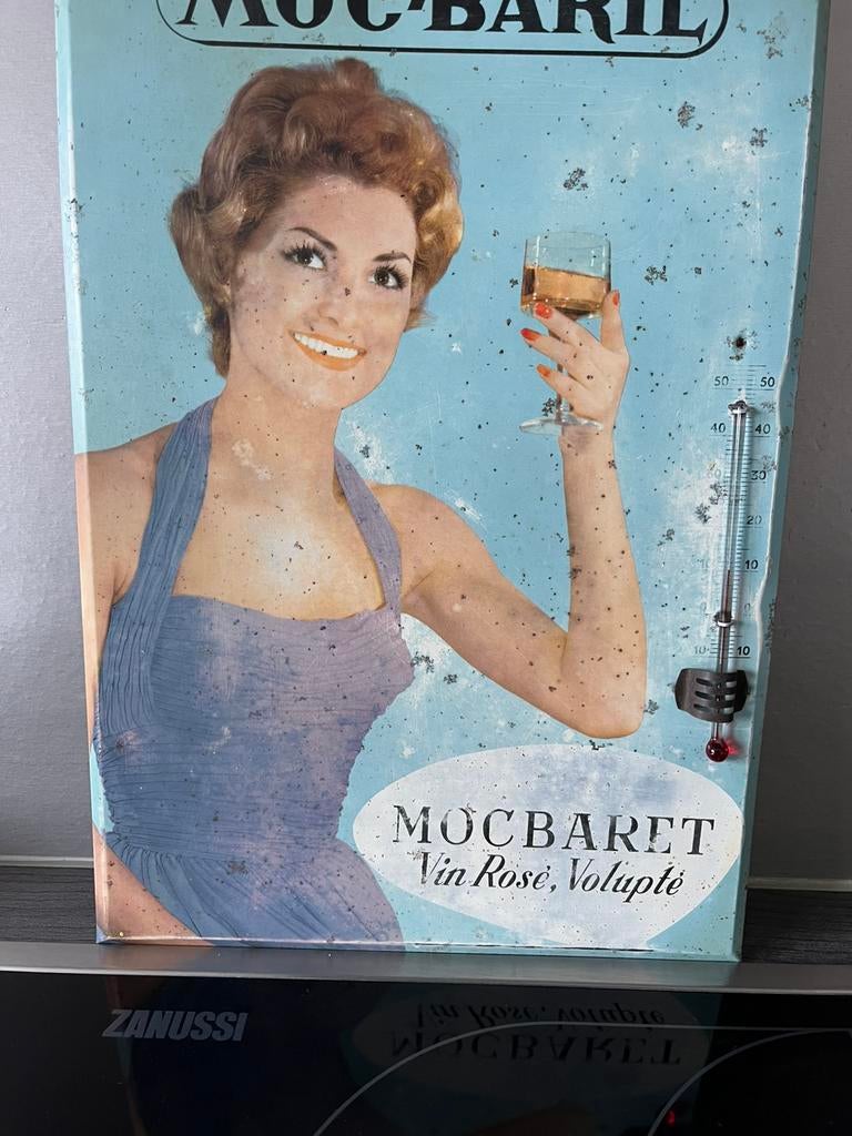 Plaque Publicitaire Moc Baril Originale En Tole Annees 50, Ophalen of Verzenden, Gebruikt