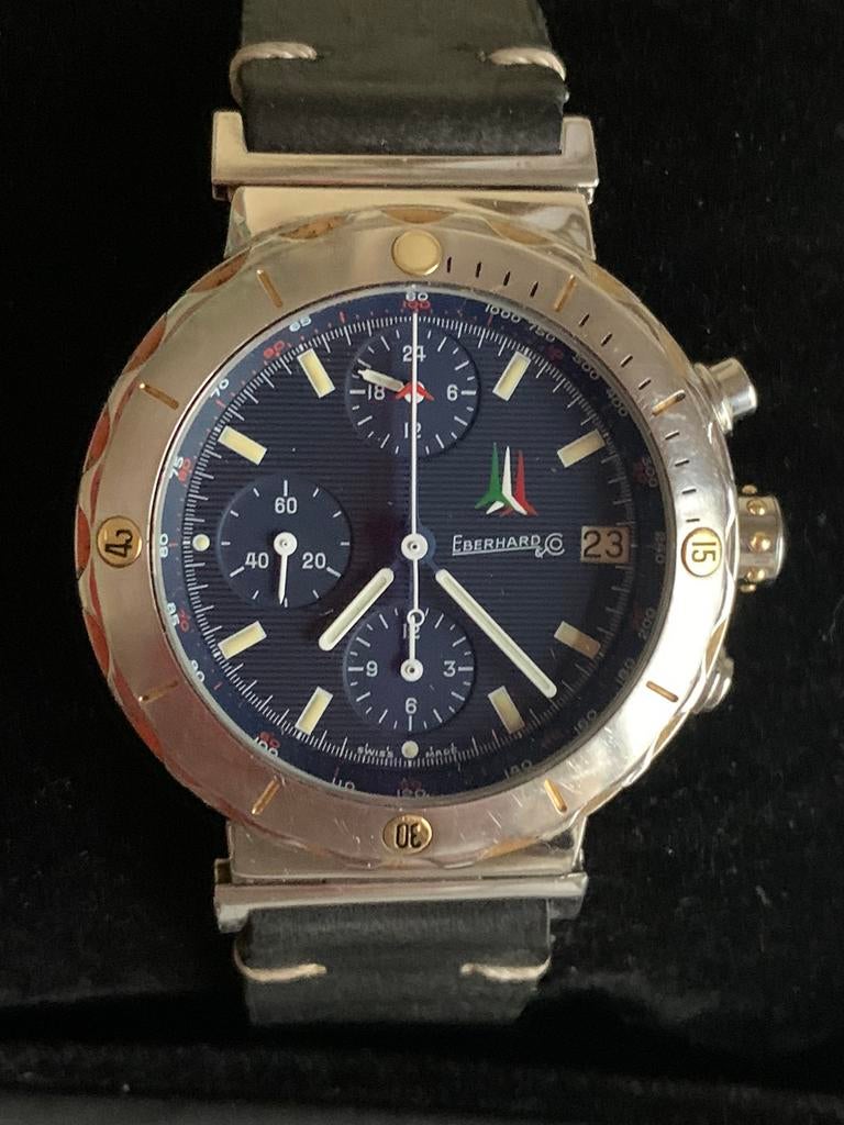 Eberhard Frecce Tricolori chrono automatique comme neuve, Étanche, Enlèvement ou Envoi, EBERHARD, Comme neuf