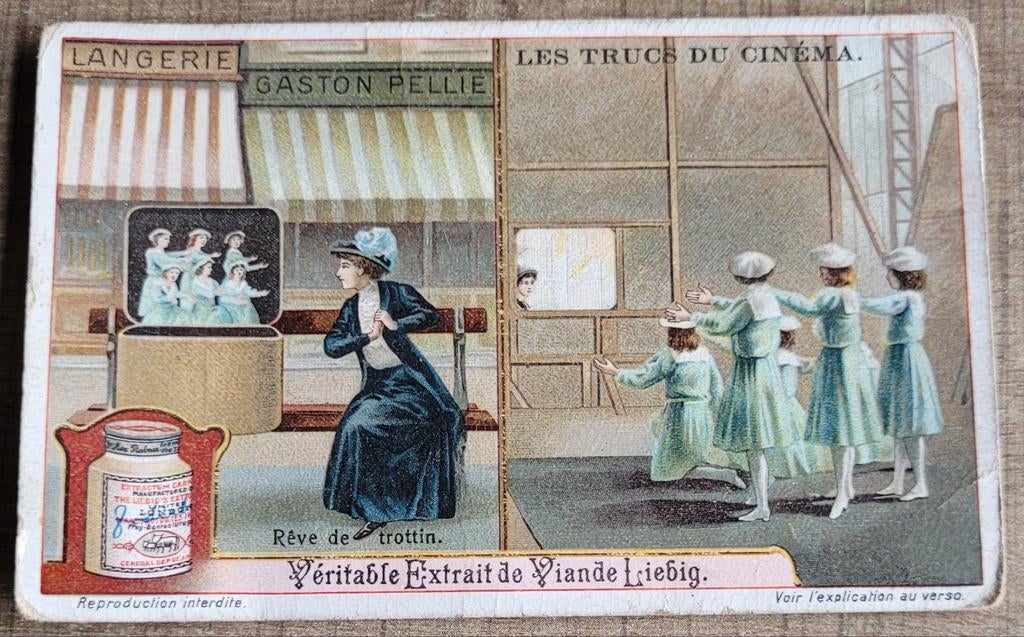 Oude Liebig prent: Les trucs du cinéma, Verzamelen, Ophalen of Verzenden, Gebruikt, Overige onderwerpen, Prent