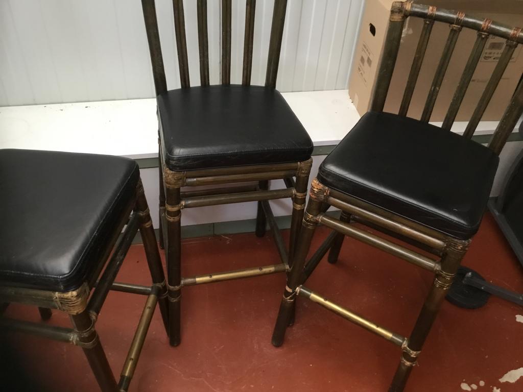 Handgemaakte bamboekrukken uit Indonesie met koperbeslag, Huis en Inrichting, Stoelen, Ophalen, Gebruikt, Overige kleuren, Drie