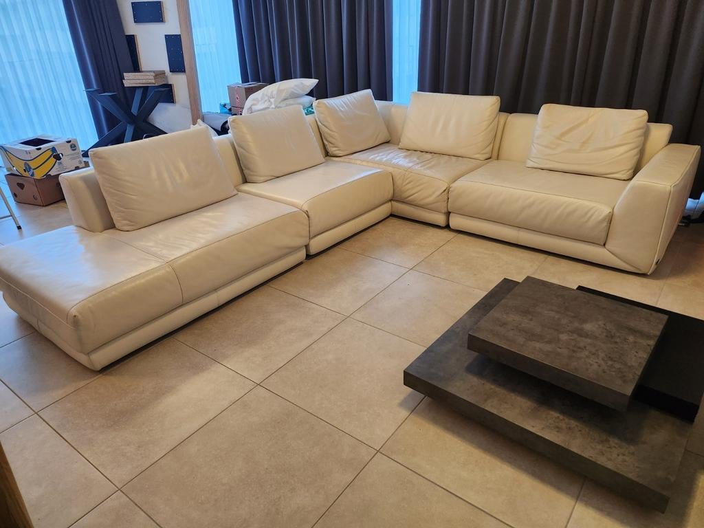 Lederen witte hoekzetel Natuzzi, Ophalen, Zo goed als nieuw, Leer, Modern