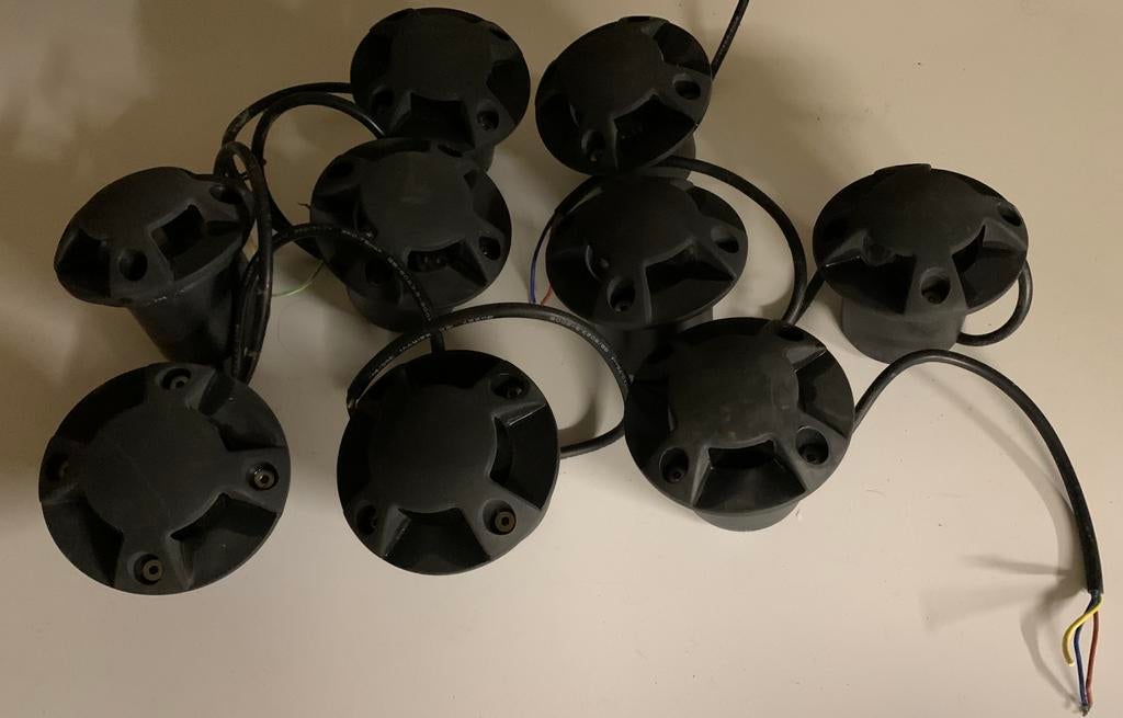 Lot de 9 spots extérieurs encastrables noir, Maison & Meubles, Lampes | Autre, Utilisé, Enlèvement