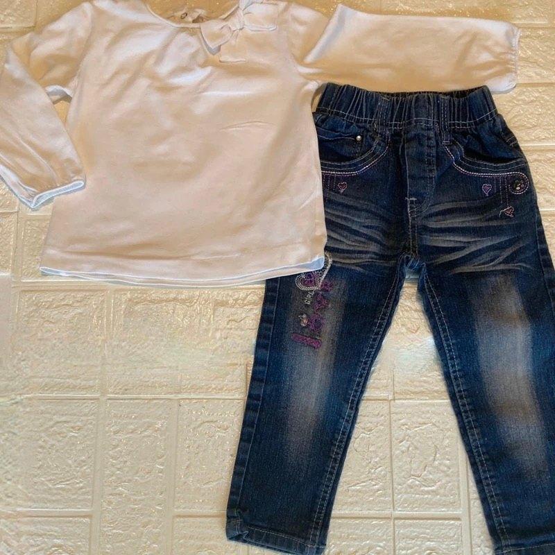 "Zara "longsleeve strik +jeansbroekmet lila-92(delig set), Enfants & Bébés, Vêtements enfant | Taille 92, Comme neuf, Fille, Ensemble