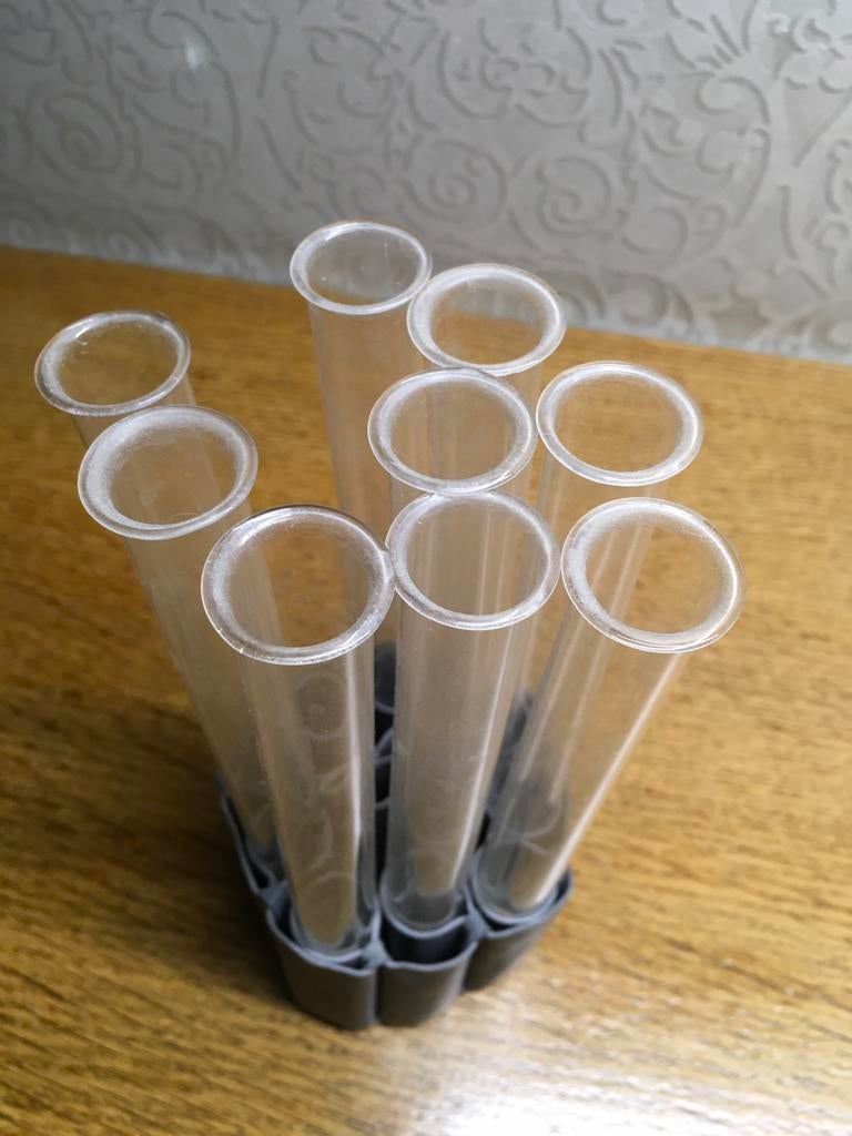 9 glazen proefbuisjes, Ophalen of Verzenden