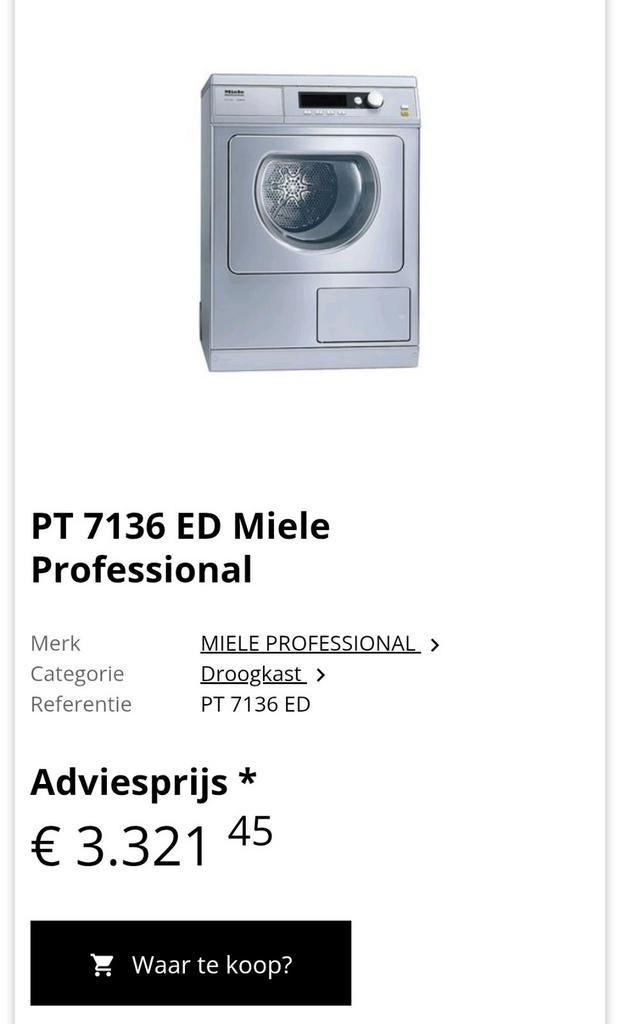 Sèche-linge professionnel Miele, Enlèvement
