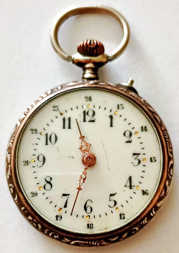 Montre poche dame argent 0800 plaqué or rose chiffres arabes, Collections, Collections Autre, Utilisé, Enlèvement ou Envoi