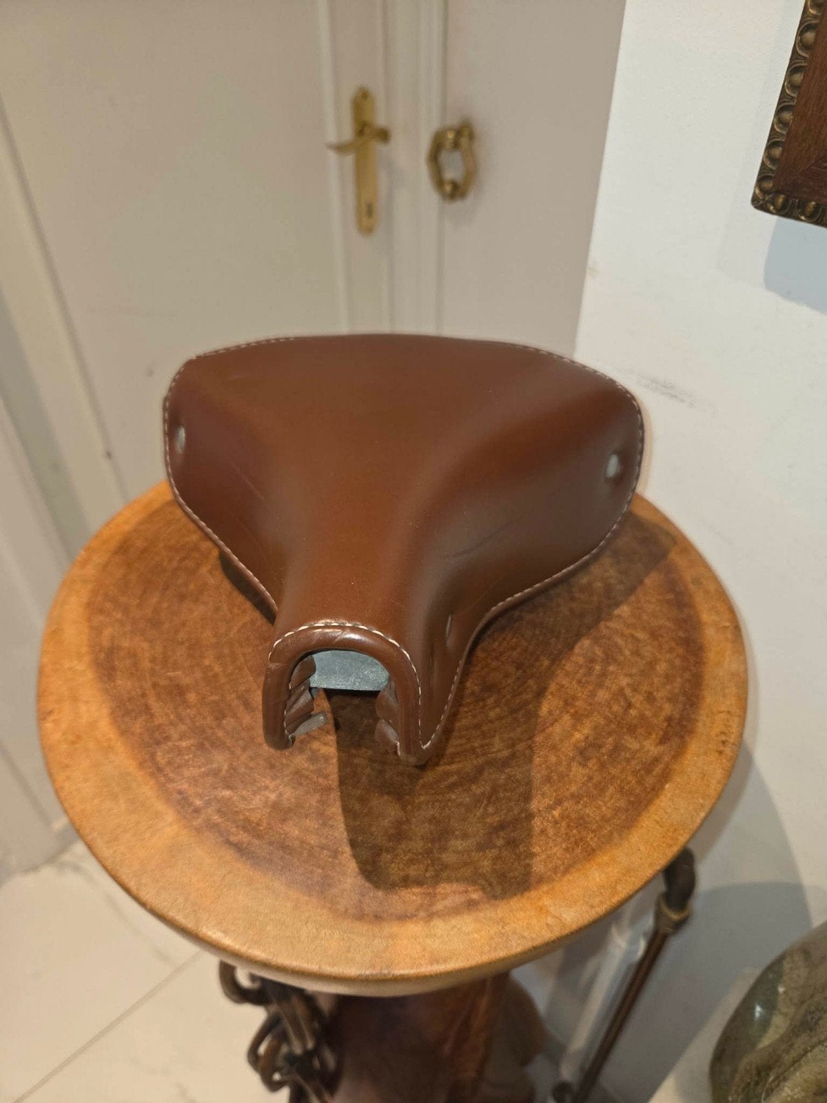 Selle de vélo Gallet vintage rare - Cuir marron - Classique, Antiquités & Art, Enlèvement ou Envoi