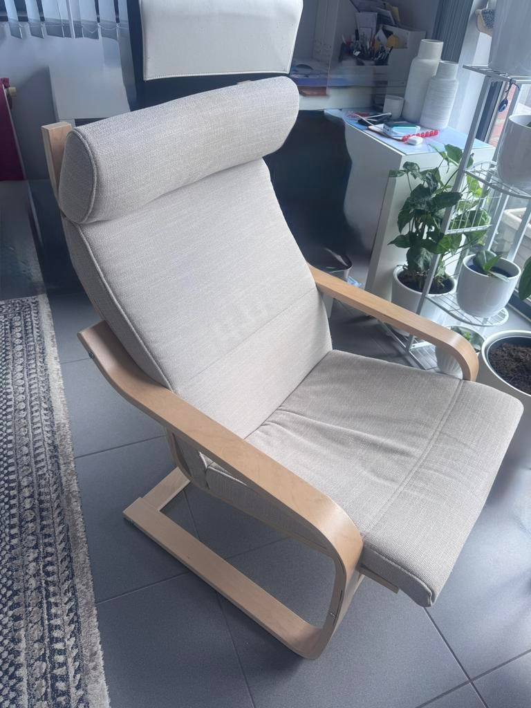 2 Ikea zetels poang + 1 voetenbank te koop, Huis en Inrichting, Fauteuils, Ophalen, Gebruikt