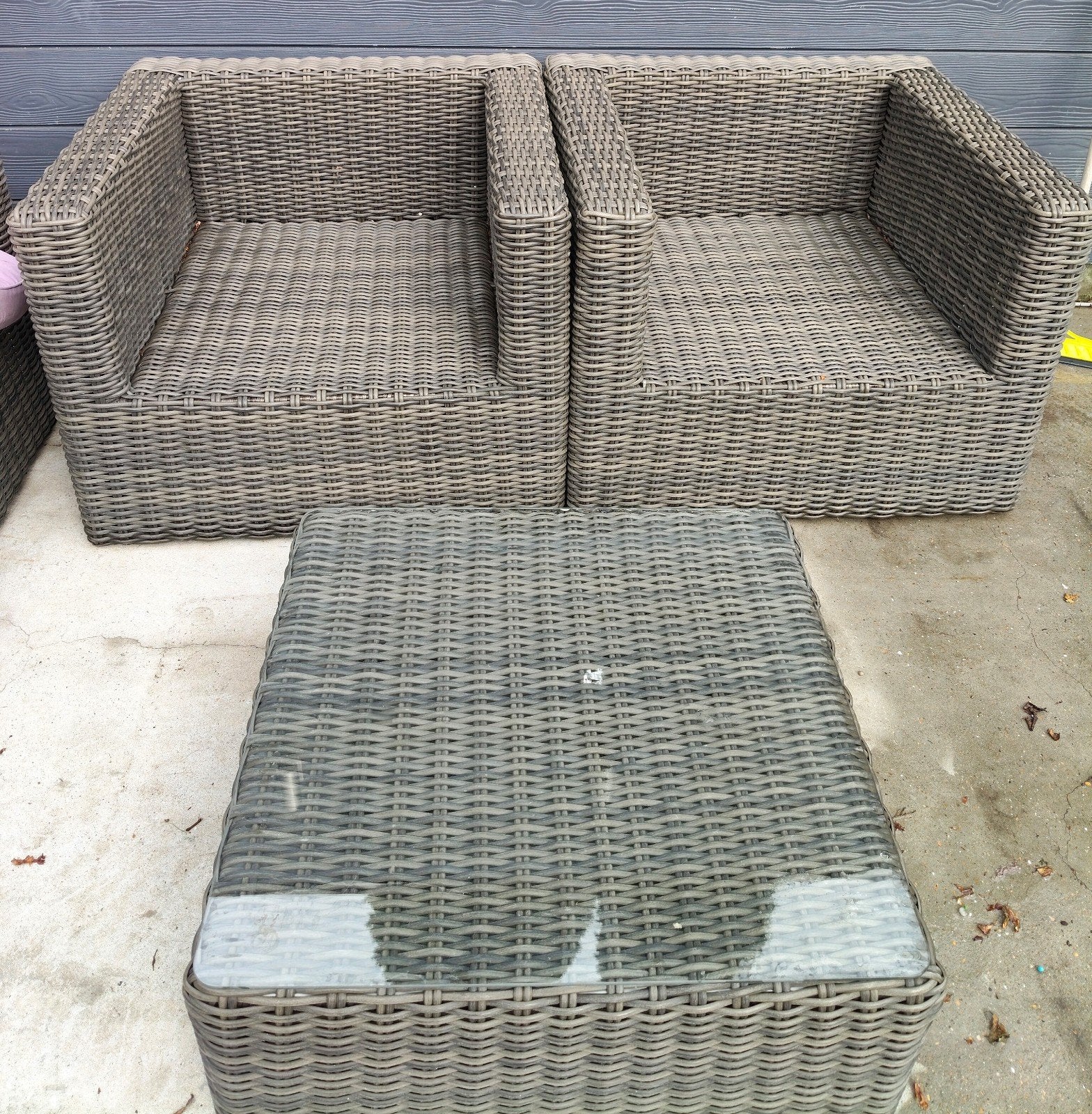 Chaise de jardin en plastique tissé avec table, Jardin & Terrasse, Enlèvement, Synthétique