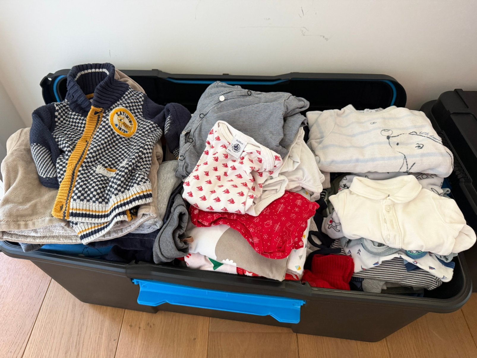 Doos babykleren 180 stuks tem 1 jaar  (maten 50 - 74), Enlèvement, Utilisé, Autres tailles