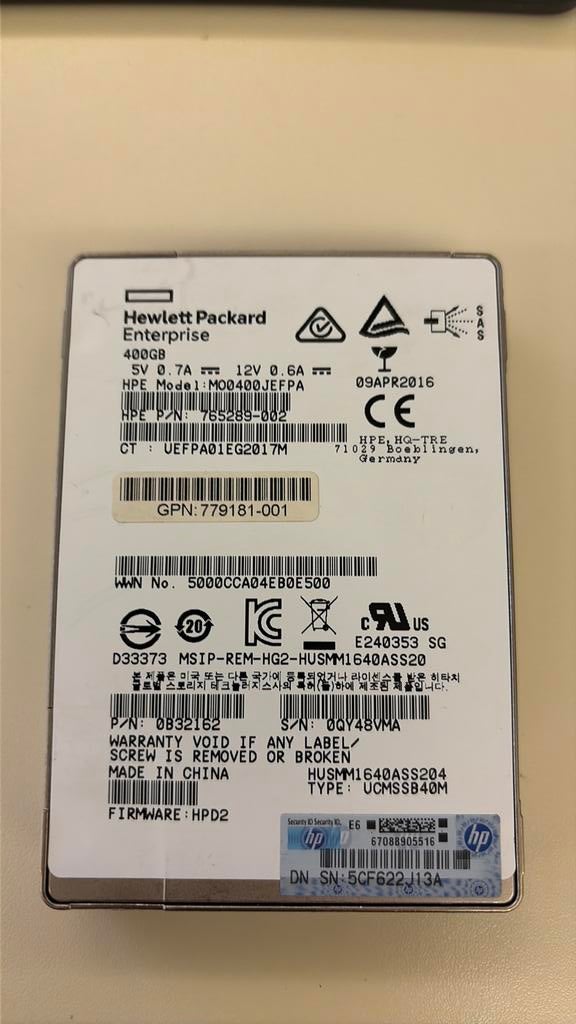 6 x HP 400GB SAS 12Gbps, Ophalen of Verzenden, Zo goed als nieuw, SAS
