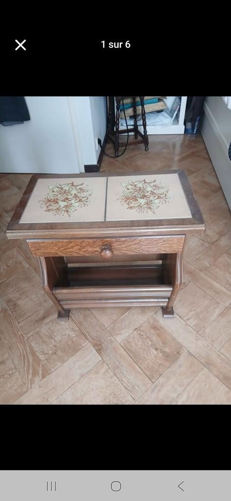Klein vintage bijzetmeubel - Salontafel met tijdschriftenhou, Ophalen