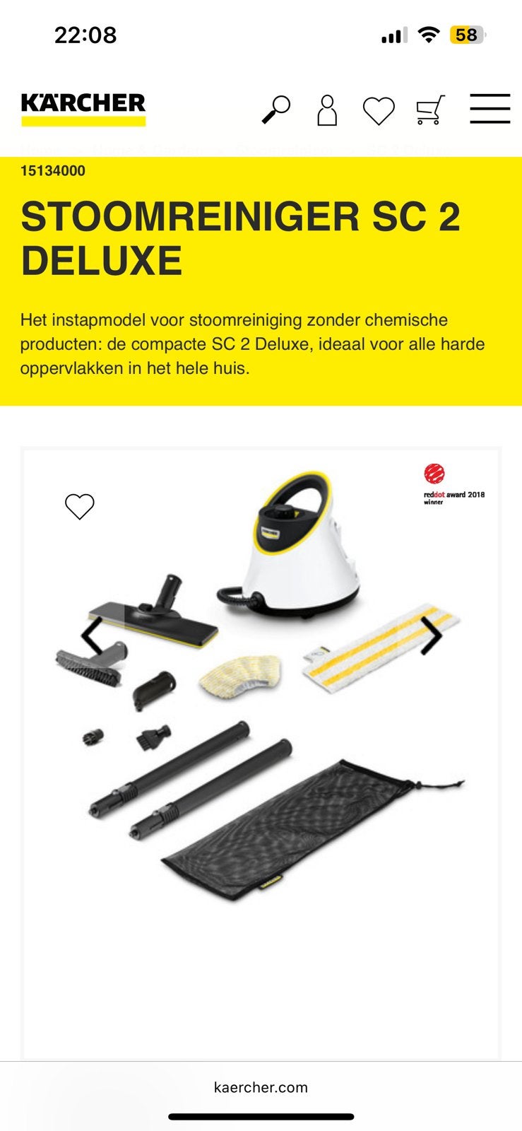 Karcher stoomreiniger, Ophalen