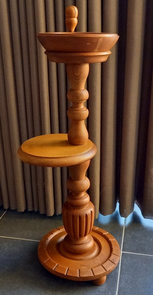 Houten asbak op voet – 65cm, Brocante, Enlèvement, Utilisé, Bois