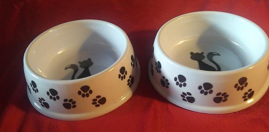 eetbakjes met katje op. Set van 2 stuks, Dieren en Toebehoren, Ophalen of Verzenden